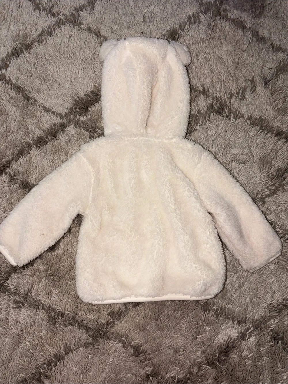 Old Navy Cream Teddy Hooded Puffer Jacket with Ears